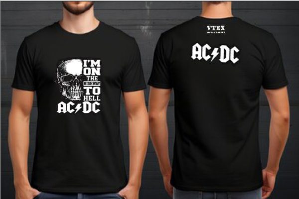 MEN'S COTTON T-SHIRT  ACDC White color print on chest