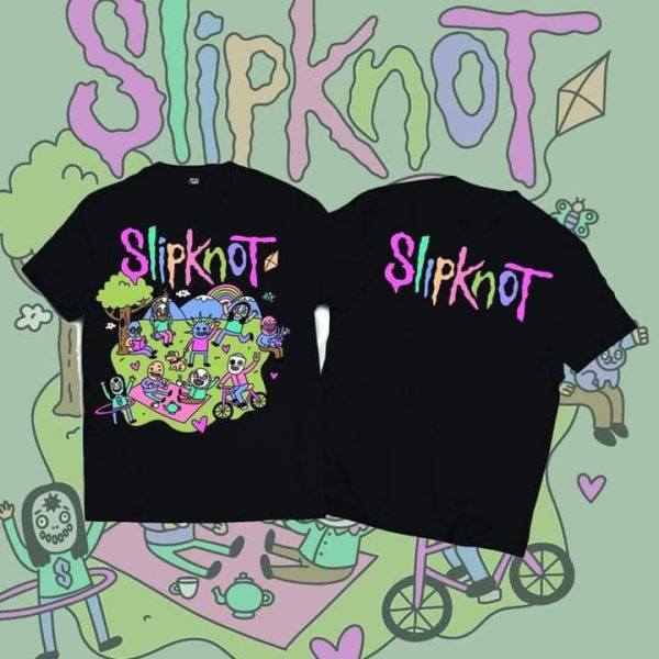 MEN'S COTTON T-SHIRT SLIPKNOT pink blue PRINT