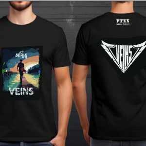 MEN'S COTTON T-SHIRT VEINS Picture print on chest and back side