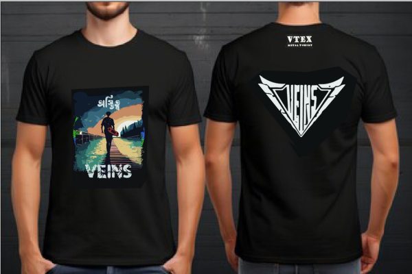 MEN'S COTTON T-SHIRT VEINS Picture print on chest and back side