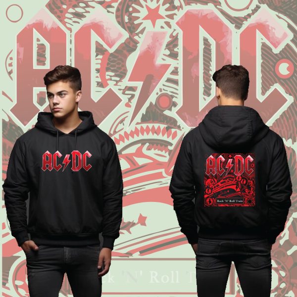 Mens Long Sleeve COTTON TERRY FLECE Drawstring Pullover Hoodie  Printed Graphic Comfy Hooded  Acdc hudi 2