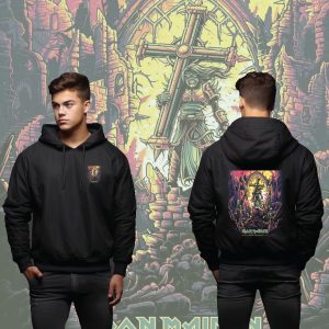 Mens Long Sleeve COTTON TERRY FLECE Drawstring Pullover Hoodie  Printed Graphic Comfy Hooded  Iron Maiden hudi - 1