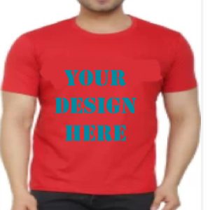 MEN'S COTTON T-SHIRT Your Design print on chest of  Red version