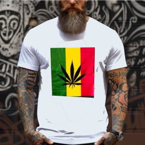 MEN'S COTTON T-SHIRT WEED IS NOT A FUCKING DRUG White Version Print on chest and back side