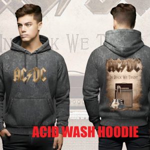 Men's Long Sleeve COTTON inside brush TERRY FLECE - Drawstring Pullover Printed -SOLID - Comfy Hoodie -hudi - Hudy- ACDC 1- ACID WASH version