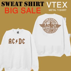 MEN'S COTTON TERRY FLECE White color SWEAT SHIRT   - ACDC   Print