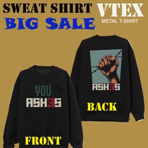 MEN'S COTTON TERRY FLECE SWEAT SHIRT SOLID BLACK COLOR WITH  Ashes  PRINT