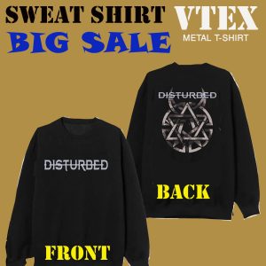 MEN'S COTTON TERRY FLECE SWEAT SHIRT SOLID BLACK COLOR WITH  Disturbed  PRINT