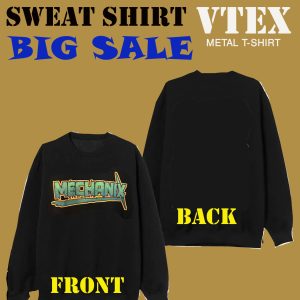 MEN'S COTTON TERRY FLECE SWEAT SHIRT SOLID BLACK COLOR WITH  Mechanix    PRINT