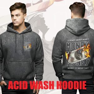 Men's Long Sleeve COTTON inside brush TERRY FLECE - Drawstring Pullover Printed -SOLID - Comfy Hoodie -hudi - Hudy- Money- ACID WASH version