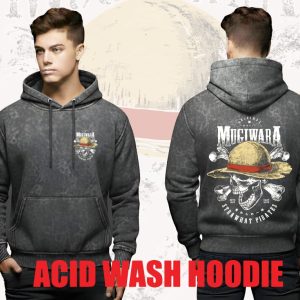 Men's Long Sleeve COTTON inside brush TERRY FLECE - Drawstring Pullover Printed -SOLID - Comfy Hoodie -hudi - Hudy- MUGIWARA   ACID WASH version